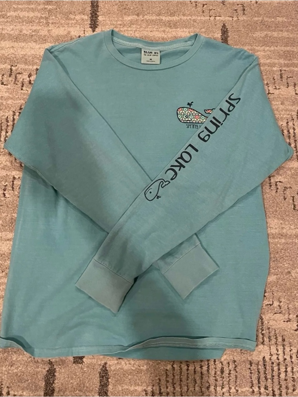 Blue 84 Teal Long Sleeve Shirt with Whale Sleeve Print
